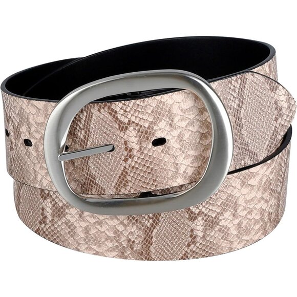 Reversible Women's Belt Faux Leather Wide Statement Buckle Casual Chic - Picture 2 of 6